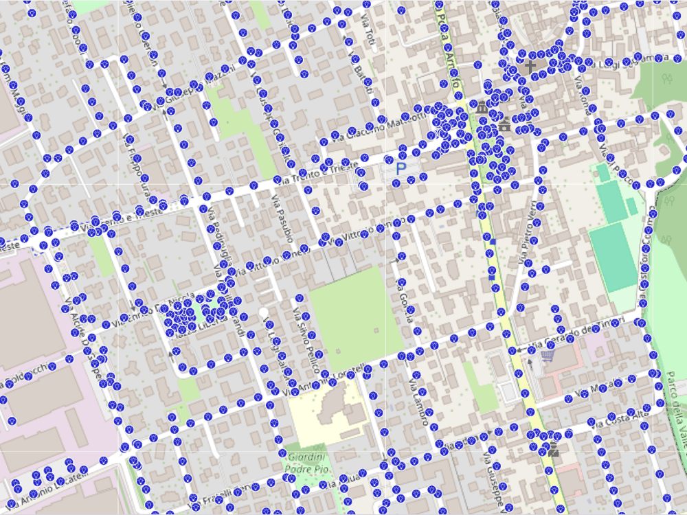 iLCS Cloud inventory map showing the locations of lighting devices